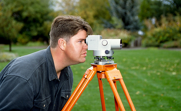 Engineering students participate in a surveying activity