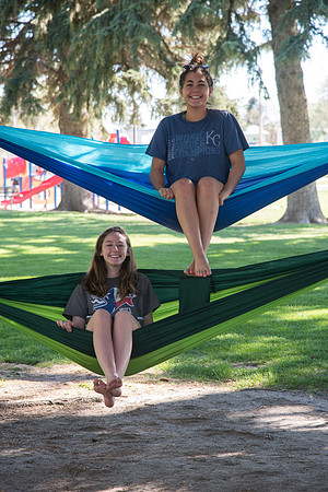 Students love to put up hammocks at Porter Park during the Spring semester.