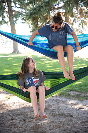 Students love to put up hammocks at Porter Park during the Spring semester.