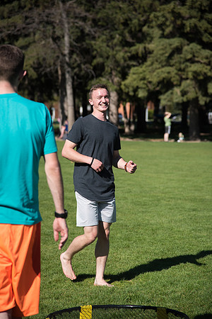 Students play "Spike Ball" at Porter Park.