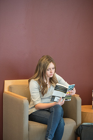 Students find quiet places to study in the BYU-I Center. 2017