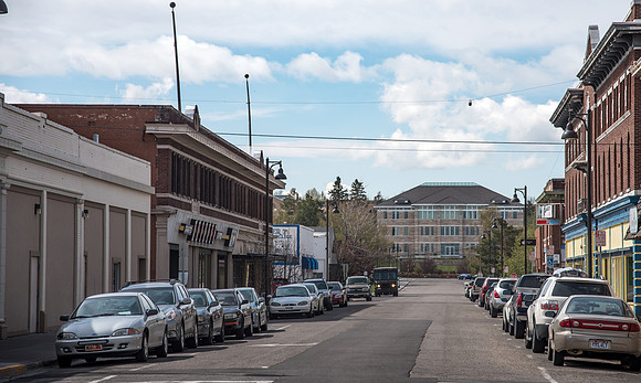 A view of the Spori building from the street next to campus. 2017