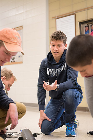 The Rocket Team from the Mechanical Engineering Department gather together to prepare for their rocket launch.