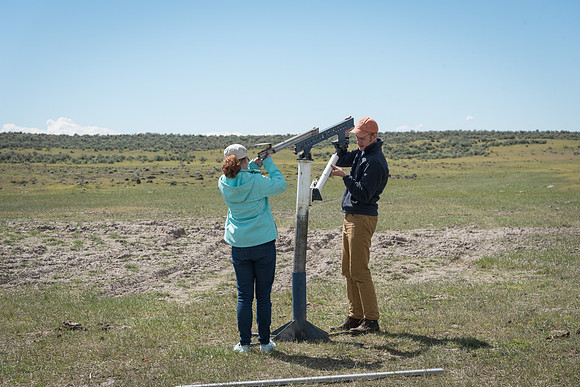The Rocket Team from the Mechanical Engineering Department gather together to prepare for their rocket launch.