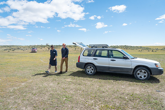 The Rocket Team from the Mechanical Engineering Department gather together to prepare for their rocket launch.