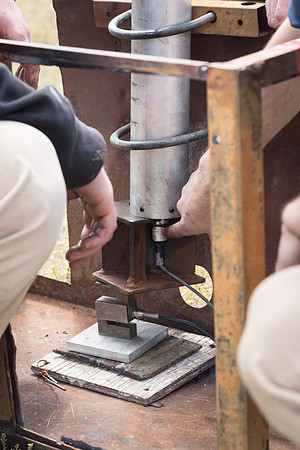 The Rocket Team from the Mechanical Engineering Department gather together to prepare for their rocket launch.