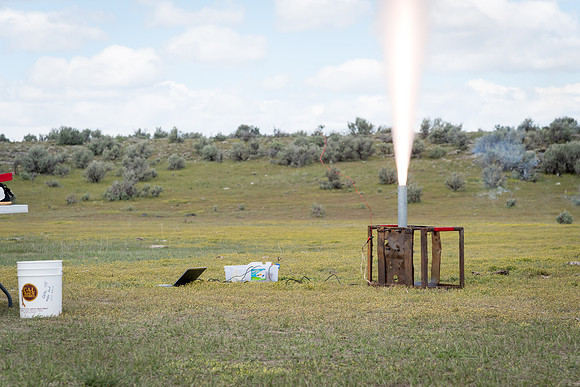 The Rocket Team from the Mechanical Engineering Department gather together to prepare for their rocket launch.