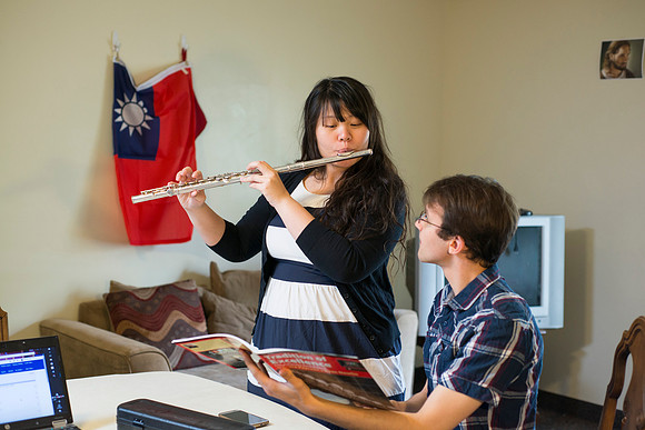 Pathway student, Chia Hsin and husband Kai Webber, April 2017