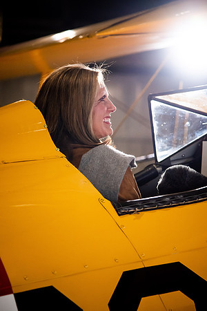 BYUI President and Sister Eyring film their devotional promotional video for Spring 2021 semester with the help of the University Relations team in the Legacy Flight Museum.