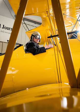 BYUI President and Sister Eyring film their devotional promotional video for Spring 2021 semester with the help of the University Relations team in the Legacy Flight Museum.