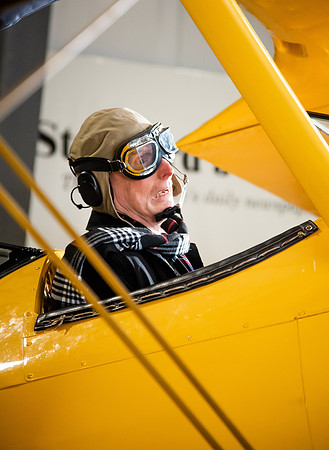 BYUI President and Sister Eyring film their devotional promotional video for Spring 2021 semester with the help of the University Relations team in the Legacy Flight Museum.