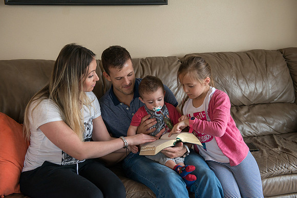 Stella and Fabio with their two children, Ethan and Eduarda at their home in Saratoga Springs, UT. April 2017