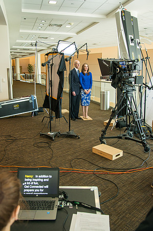 President Henry J Eyring and his wife Kelly for a video for Get Connected.