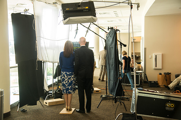 President Henry J Eyring and his wife Kelly for a video for Get Connected.