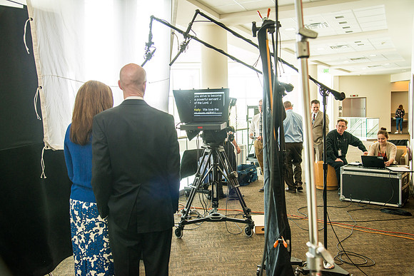 President Henry J Eyring and his wife Kelly for a video for Get Connected.