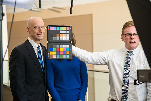 President Henry J Eyring and his wife Kelly for a video for Get Connected.