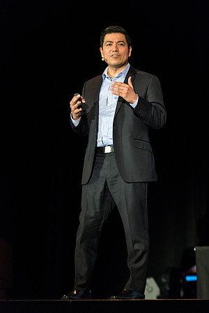 Carlos Carrasco, a product marketing manager for Microsoft, speaks at Power to Become. Spring 2017