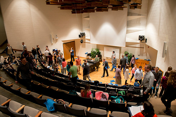 Brother Randall Kempton teaches and conducts his Collegiate Singers Choir.