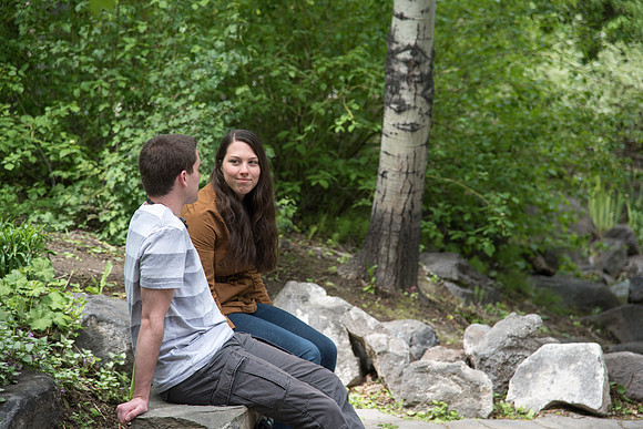Students in the Ricks Gardens on campus.