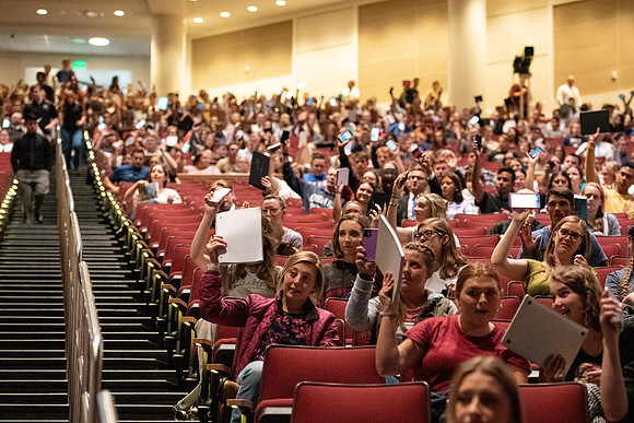 Students during devotional.