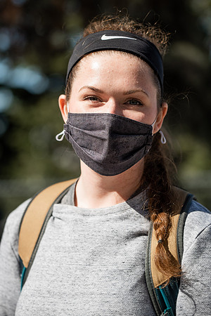 Students walk around BYUI campus on their first day of classes for the Spring 2021 semester.