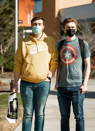 Students walk around BYUI campus on their first day of classes for the Spring 2021 semester.