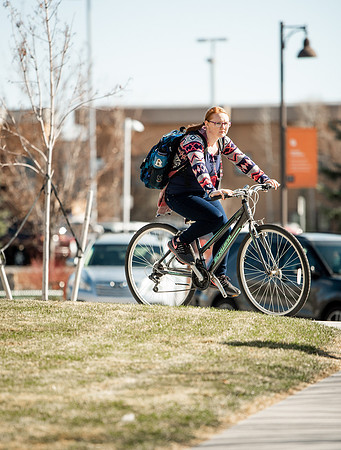 Students walk around BYUI campus on their first day of classes for the Spring 2021 semester.