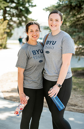 Students walk around BYUI campus on their first day of classes for the Spring 2021 semester.