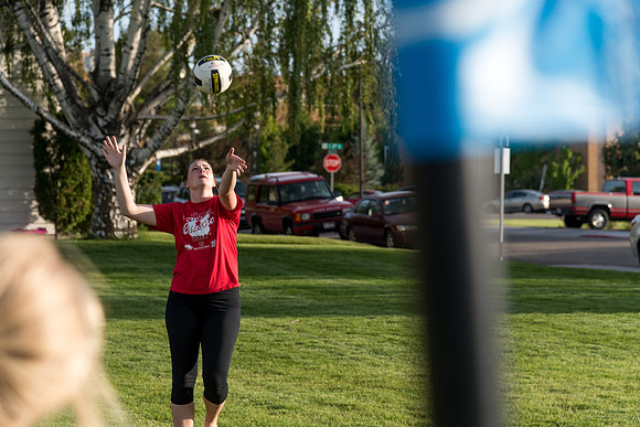 During the Spring Semester students can enjoy the nice weather by playing volleyball outside. 2017