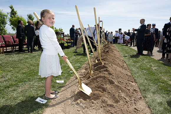 Teton River Temple Groundbreaking ceremony on a beautiful clear morning in North Rexburg, Idaho.