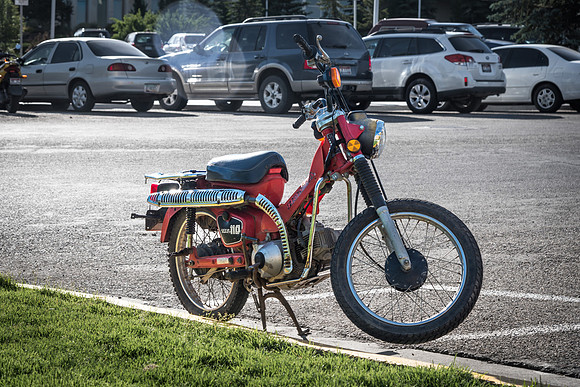 Some students and facutly take advantage of the warm weather and ride motorcycles to school. 2017