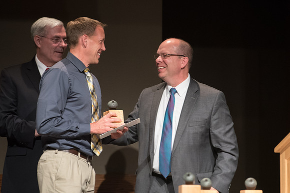 BYU-Idaho faculty are shown apprceiation at a banquet.