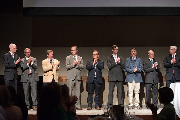 BYU-Idaho faculty are shown apprceiation at a banquet.