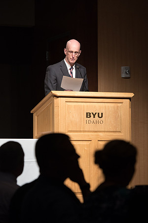 BYU-Idaho faculty are shown apprceiation at a banquet.