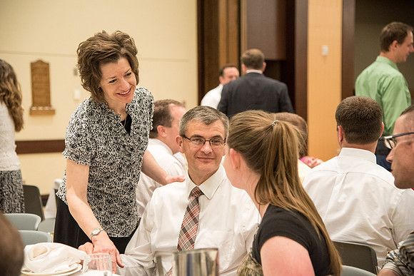 BYU-Idaho faculty are shown apprceiation at a banquet.