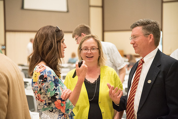 BYU-Idaho faculty are shown apprceiation at a banquet.