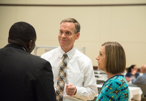 BYU-Idaho faculty are shown apprceiation at a banquet.