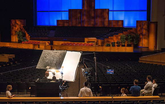 President Henry J Eyring, video production in the BYU-Idaho Center Auditorium.