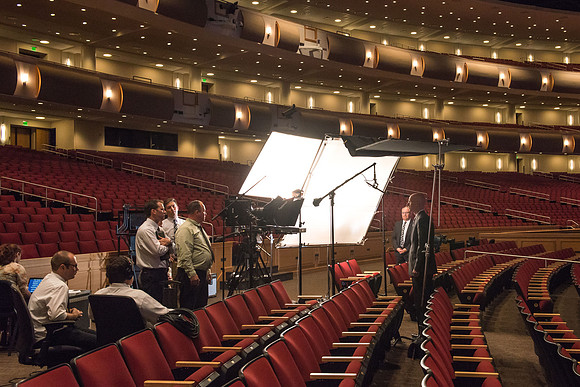 President Henry J Eyring, video production in the BYU-Idaho Center Auditorium.