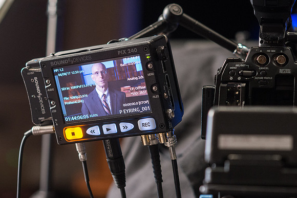 President Henry J Eyring, video production in the BYU-Idaho Center Auditorium.