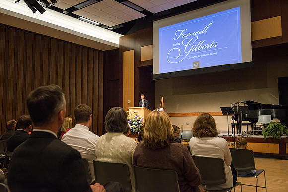 Farewell gathering President and Sister Gilbert.