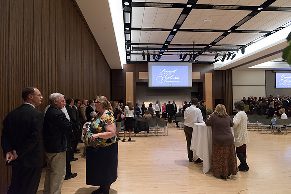 A farewell reception is held for President and Sister Gilbert, and their family. Students, faculty and friends come to say goodbye to the family and thank them for their service. 2017