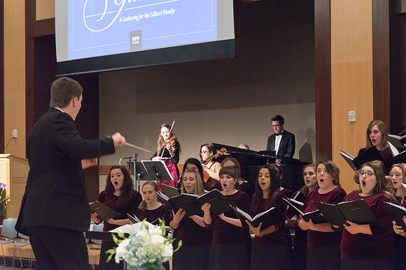 A choir performs special musical numbers in honor of President and Sister Gilbert at their farewell reception. 2017