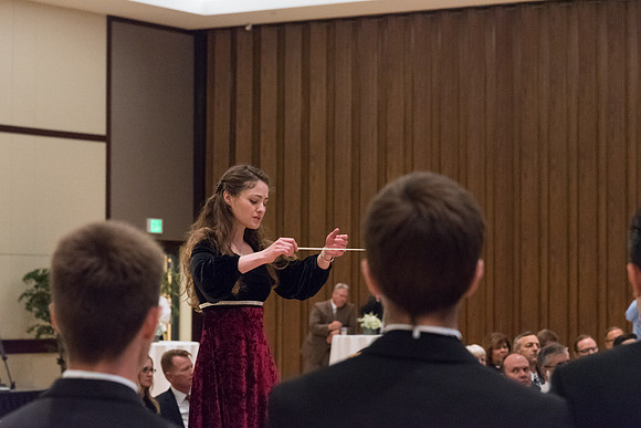 A choir performs special musical numbers in honor of President and Sister Gilbert at their farewell reception. 2017