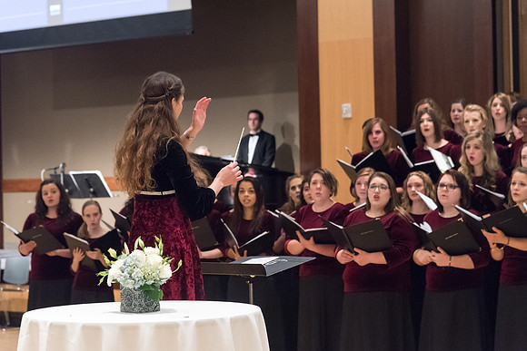 A choir performs special musical numbers in honor of President and Sister Gilbert at their farewell reception. 2017
