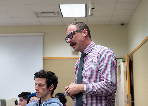 Joshua Abegglen teaching in the character animation class.
