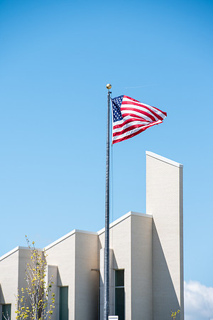 The American Flag waves on the BYU-Idaho campus. 2017