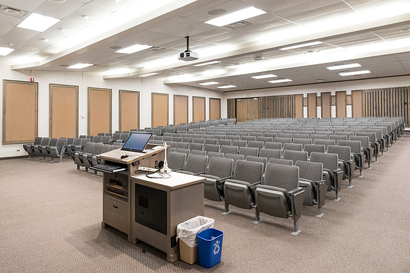A lecture hall in the Smith Building. 2017