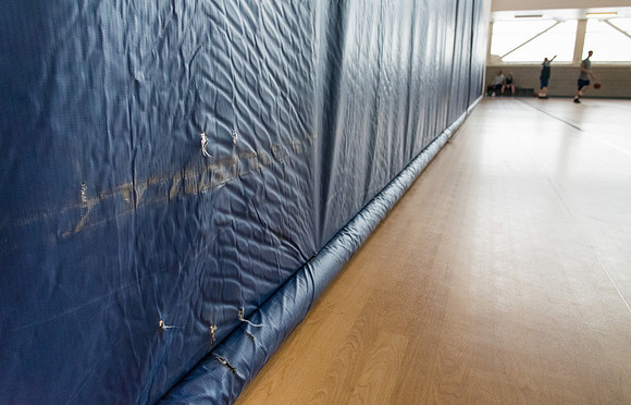 Construction in the I-Center will begin in July and will result in replacing the curtains that separate the courts. The basketball standards thorughout the courts will also be replaced.