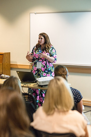 Online Instructors gather to learn at the Online Learning & Teaching Conference at BYU-Idaho. Shannon Landheim presents "Serve to Lead" 2017